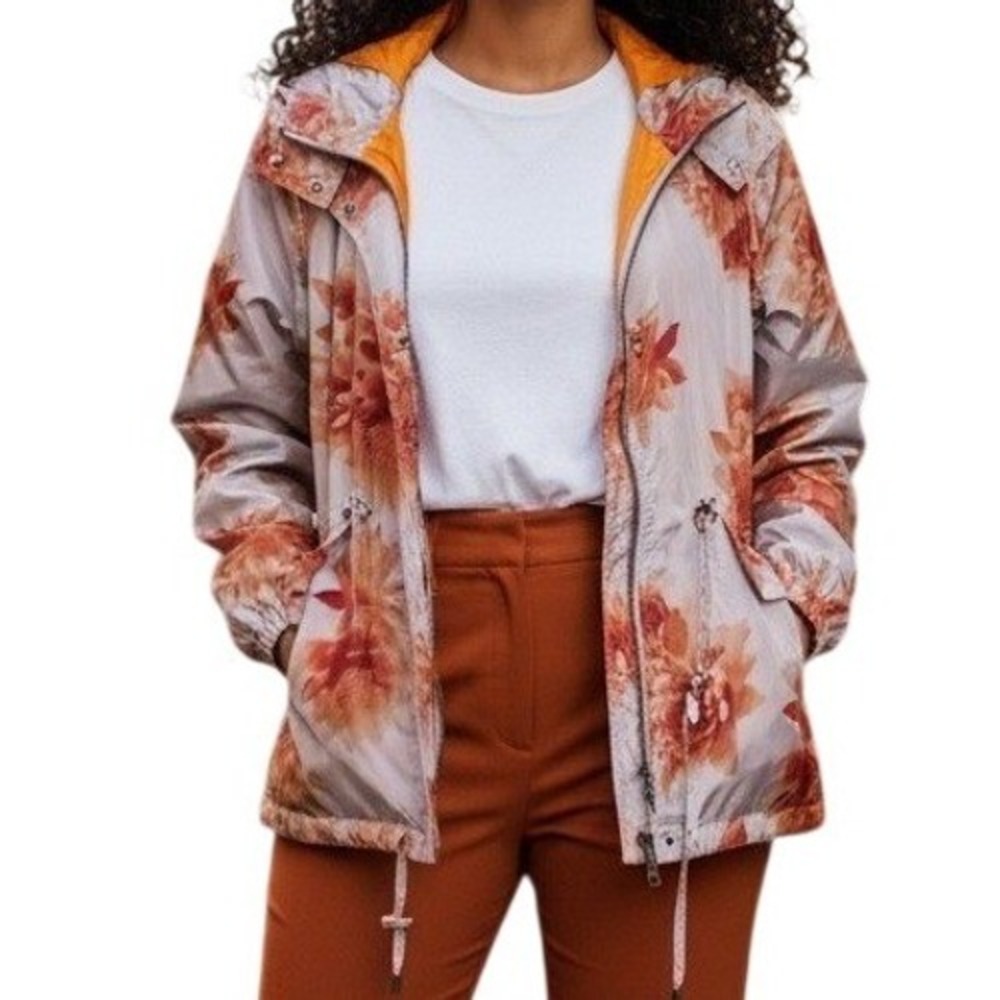 ANTHROPOLOGIE HEI HEI Alden Zip Front Floral Print Hooded Jacket NWOT Size XSP